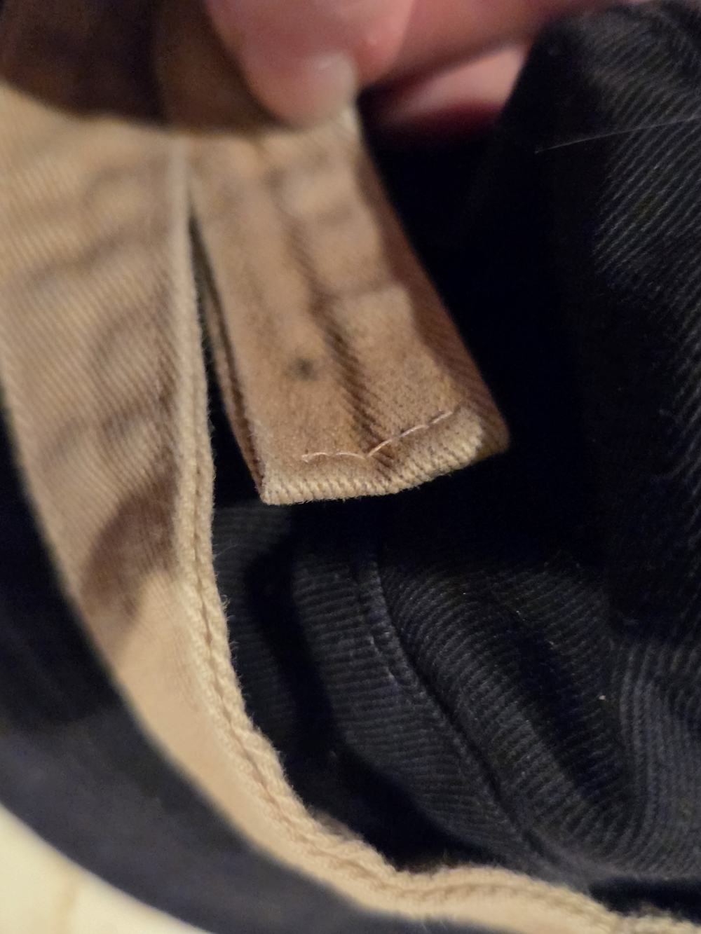 Vintage Navy Bucket Hat with Tan Accent and Heart Patch - Picture 3 of 4